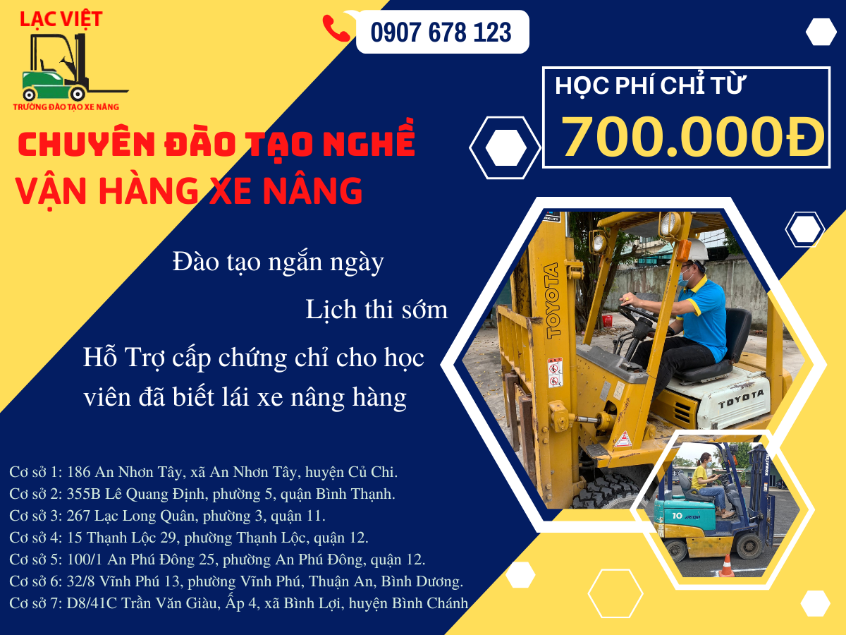 TUYỂN SINH HỌC LÁI XE NÂNG HÀNG